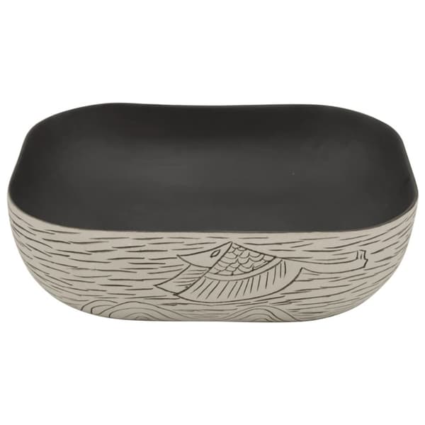 håndvask til bord 48x37,5x13,5 cm rektangulær keramik grå sort