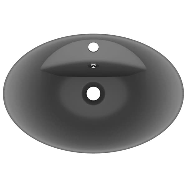 luksuriøs håndvask overløb 58,5x39 cm keramik oval mat mørkegrå