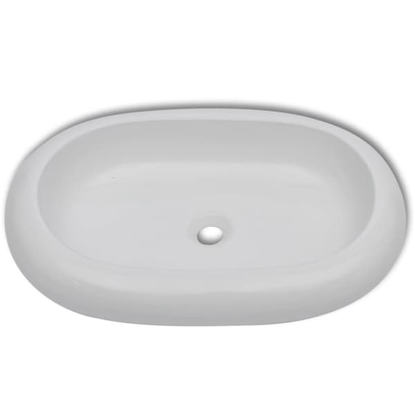 keramisk luksushåndvask oval hvid 63 x 42 cm