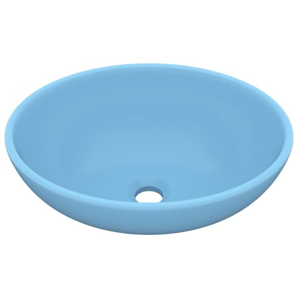 luksuriøs håndvask 40x33 cm keramisk oval mat lyseblå