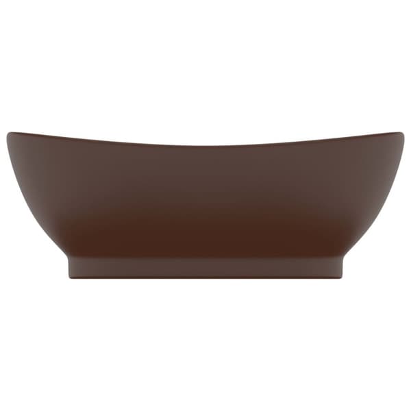 luksuriøs håndvask overløb 58,5x39cm keramisk oval mat brun