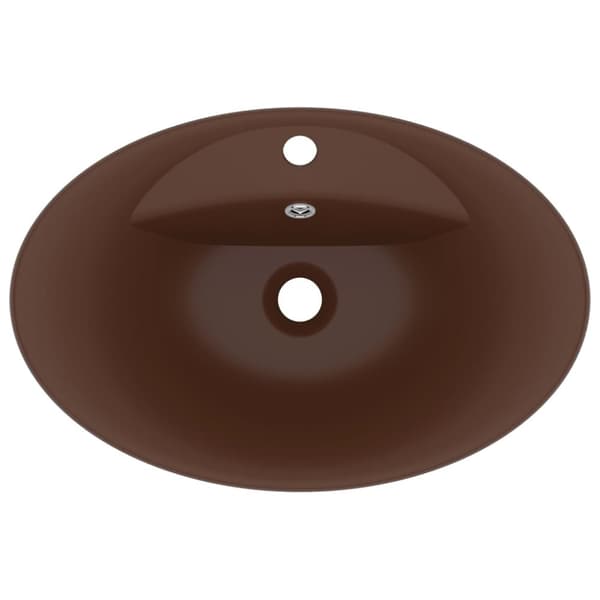 luksuriøs håndvask overløb 58,5x39cm keramisk oval mat brun