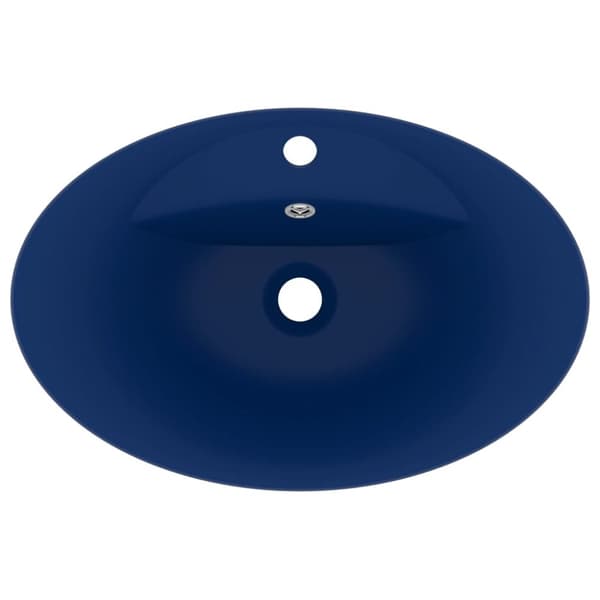 luksuriøs håndvask overløb 58,5x39cm keramisk oval mat mørkeblå