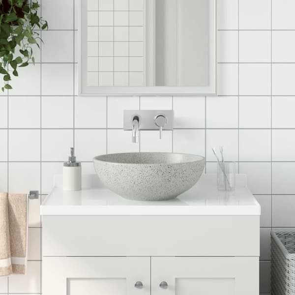 håndvask til bordplade Φ41x14 cm rund keramik grå