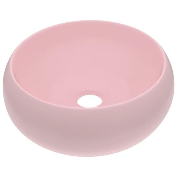 luksuriøs håndvask 40x15 cm rund keramisk mat pink