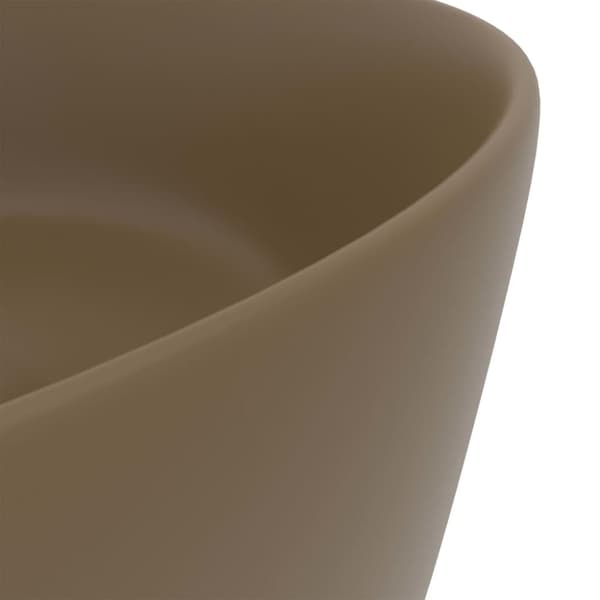 luksuriøs håndvask 40x15 cm rund keramik mat cremefarvet