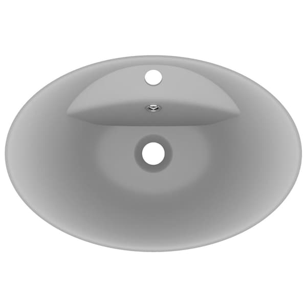 luksuriøs håndvask overløb 58,5x39 cm keramik oval mat lysegrå