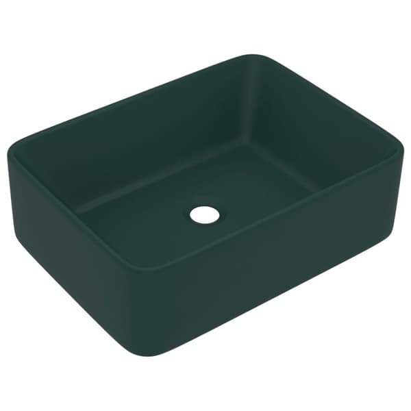 luksushåndvask 41x30x12 cm keramik mat mørkegrøn