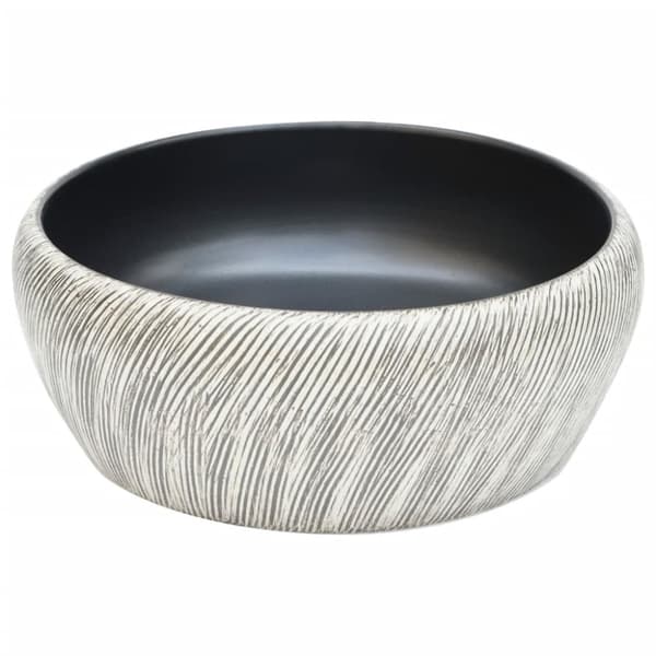 håndvask til bordplade Φ41x14 cm rund keramik sort og grå