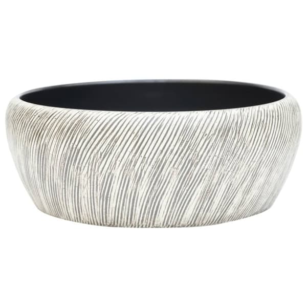 håndvask til bordplade Φ41x14 cm rund keramik sort og grå