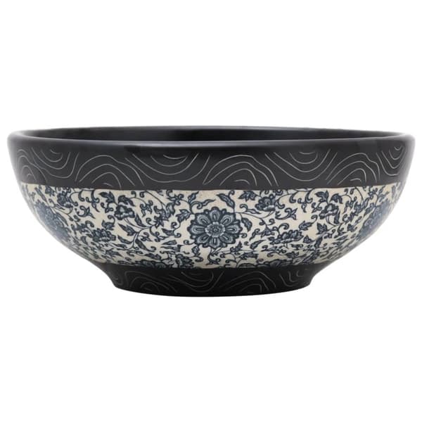 håndvask til bordplade Φ41x14 cm rund keramik sort og blå