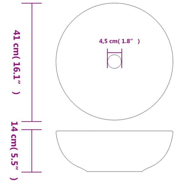 håndvask til bordplade Φ41x14 cm rund keramik flerfarvet