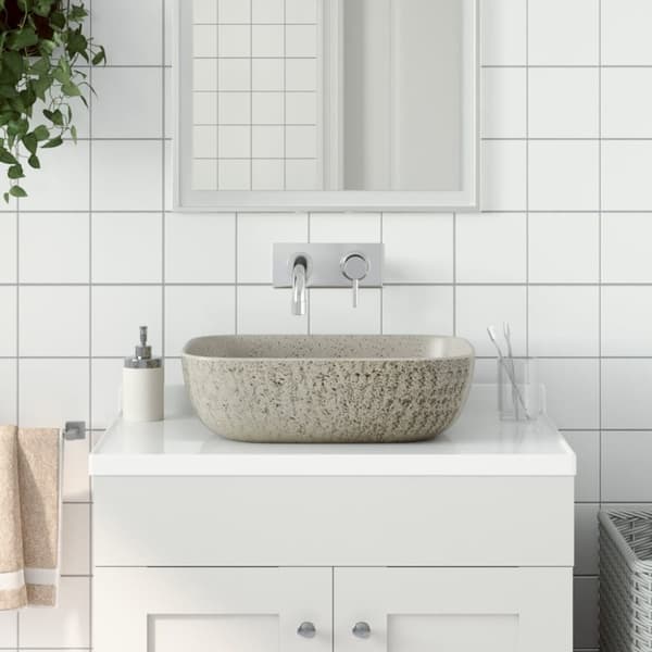 håndvask til bord 48x37,5x13,5 cm rektangulær keramik grå