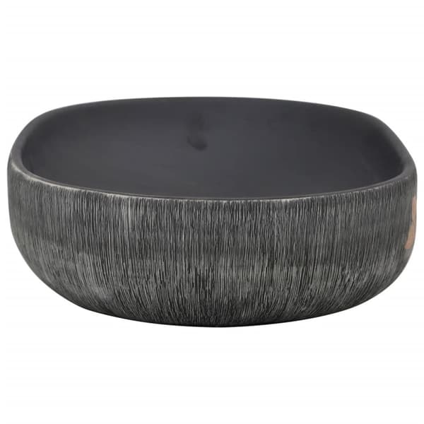 håndvask til bordplade 59x40x15 cm oval keramik grå og sort