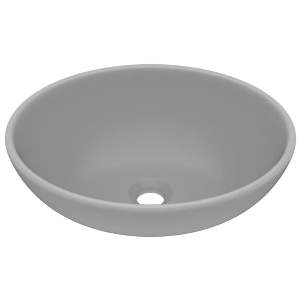 luksuriøs håndvask 40x33 cm keramisk oval mat lysegrå