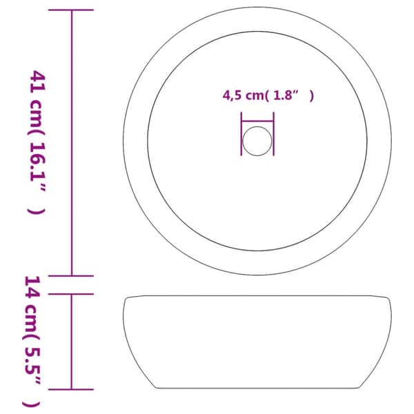 håndvask til bordplade Φ41x14 cm rund keramik sort og blå