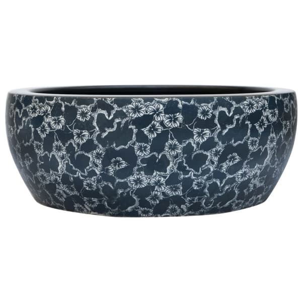 håndvask til bordplade Φ41x14 cm rund keramik sort og blå