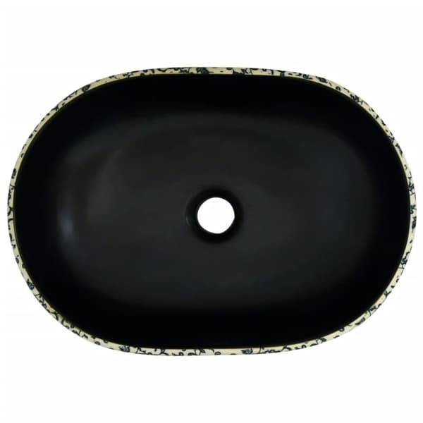 håndvask til bordplade 47x33x13 cm oval keramik sort og blå