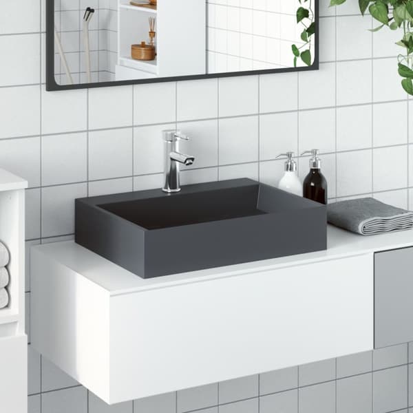 vidaXL Servant 50x38x11 cm mineralstøpt/marmorstøpt antrasitt
