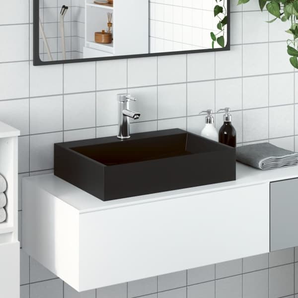 vidaXL håndvask 50x38x11 cm mineralstøbt/marmorstøbt matsort