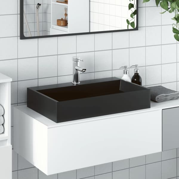 vidaXL håndvask 60x38x11 cm mineralstøbt/marmorstøbt matsort