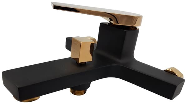 Midnatssort/guld badekarsarmatur
