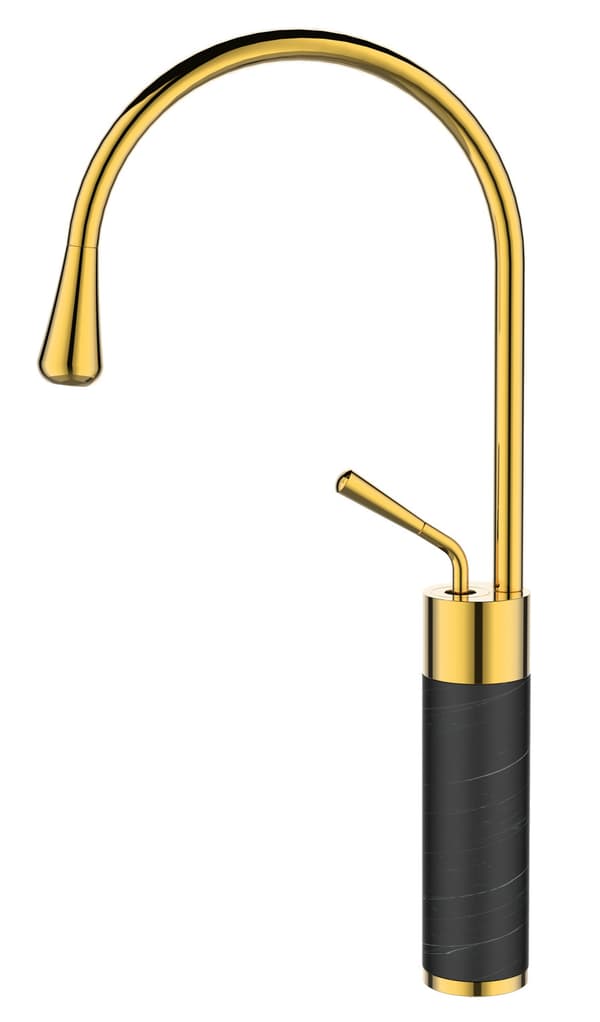Køkkenarmatur Gabro guld/sort marmor
