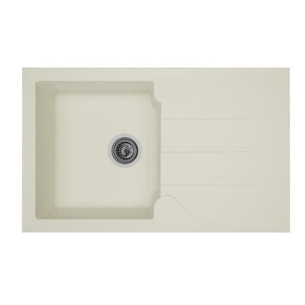 STRADOUR Indbygget vask 1 kumme + 1 afløbsbakke Aloa - Resin - 81 x 50 cm - Hvid