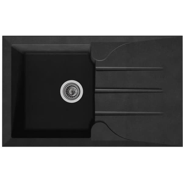STRADOUR Indbygget vask 1 kumme + 1 afløbsbakke Aloa - Harpiks - 81 x 50 cm - Sort