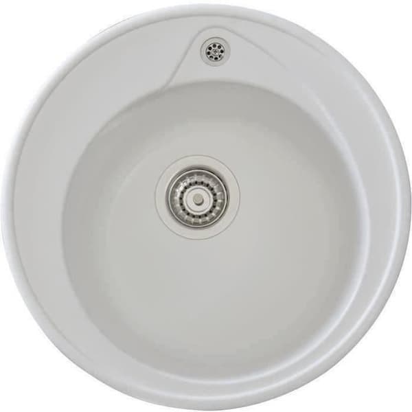 STRADOUR Håndvask indbygget i RONDA, i SMC WHITE UNI - 17, 1 kumme, mål Ø 49 cm, manuel tømning