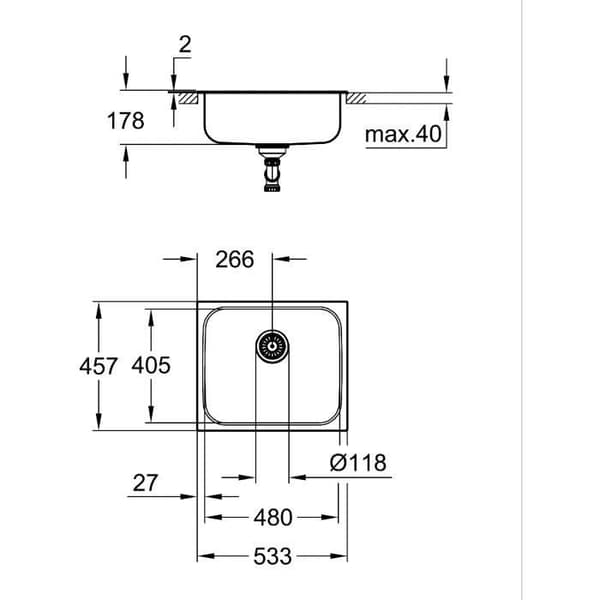 Køkkenvask - Rustfrit stål - Montering ovenfra - GROHE K200 - 31719SD0