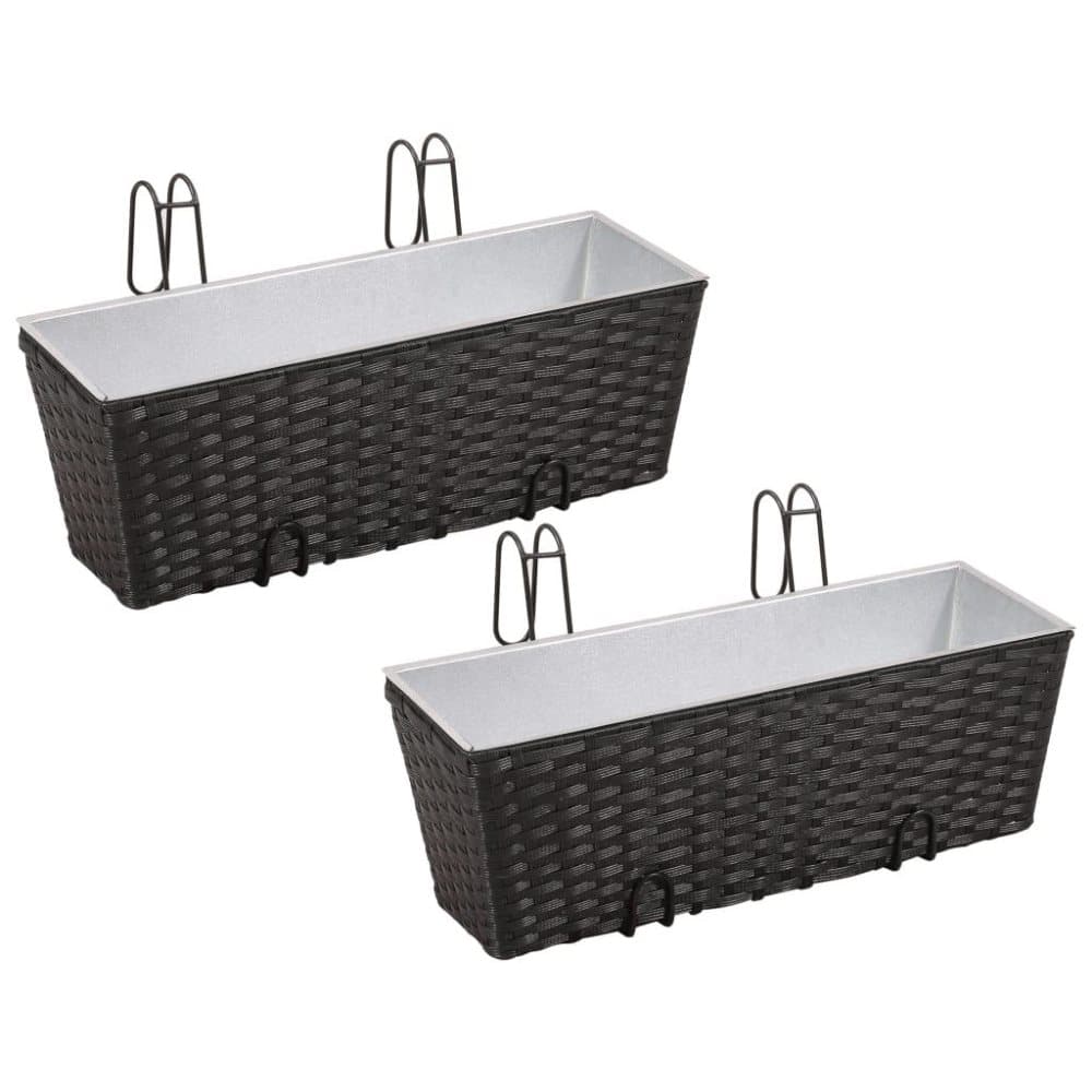 vidaXL Blomlåda för balkong 2-pack konstrotting/zink svart 50cm