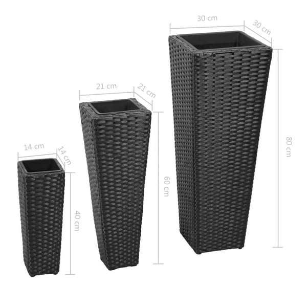 vidaXL plantekrukker 3 stk. polyrattan sort