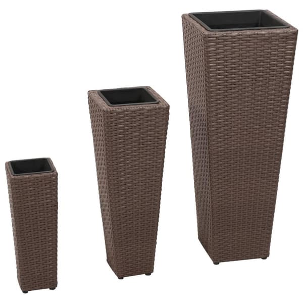 vidaXL plantekrukker 3 stk. polyrattan brun