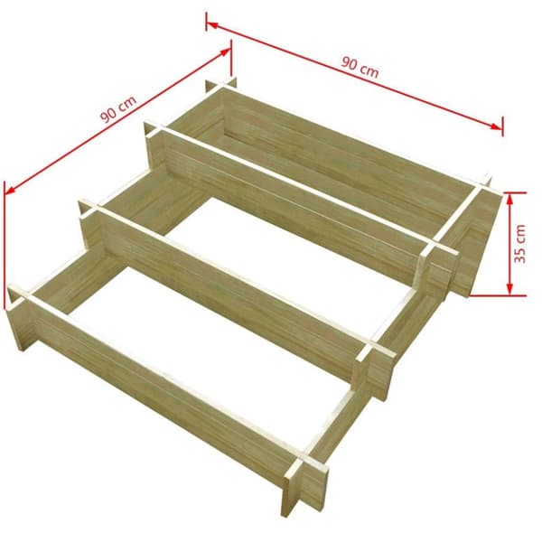 vidaXL Odlingslåda 3 nivåer 90x90x35 cm impregnerat trä