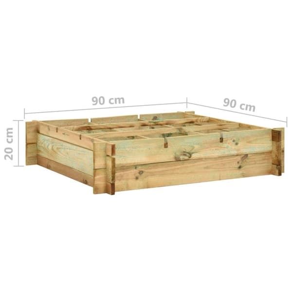vidaXL Odlingslåda upphöjd 90x90x20 cm impregnerat trä