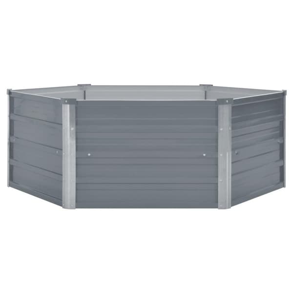 vidaXL Forhøyet hagebed 129x129x46 cm galvanisert stålgrå