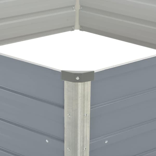 vidaXL hævet havekasse 129 x 129 x 46 gråt galvaniseret stål