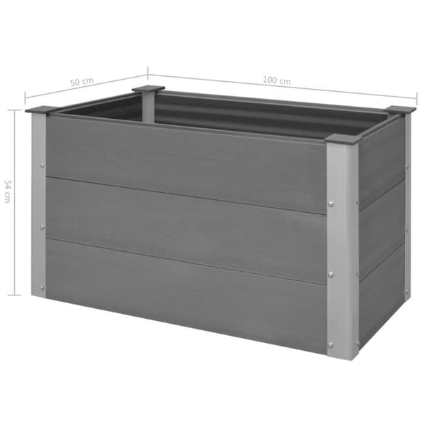vidaXL Odlingslåda upphöjd WPC 100x50x54 cm grå