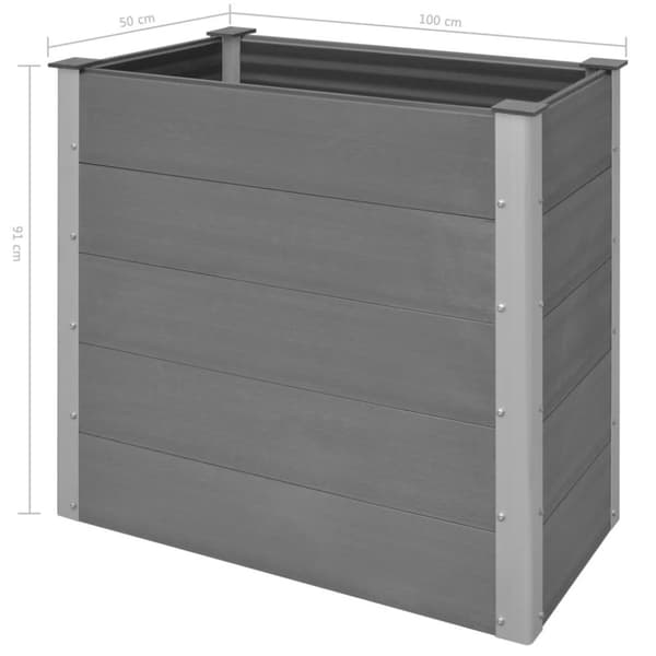 vidaXL Odlingslåda upphöjd WPC 100x50x91 cm grå