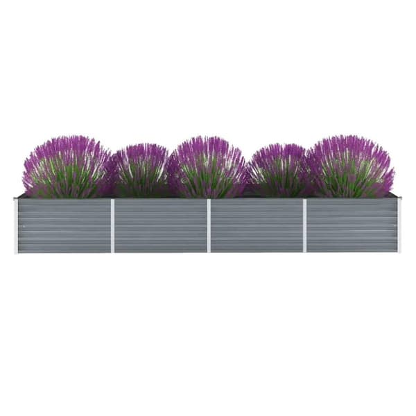 vidaXL forhøjet plantekasse 320x80x45 cm galvaniseret stål grå