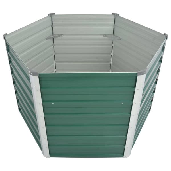 vidaXL forhøjet plantekasse 129x129x77 cm galvaniseret stål grøn
