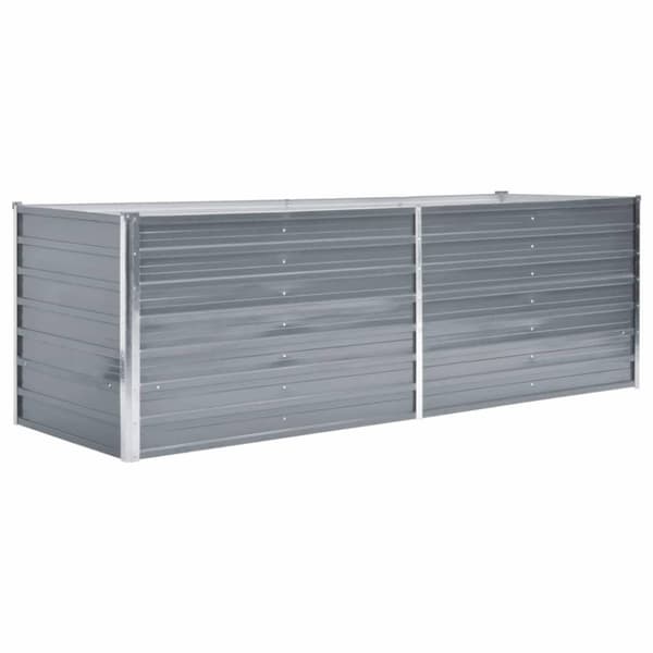 vidaXL forhøjet plantekasse 240x80x77 cm galvaniseret stål grå