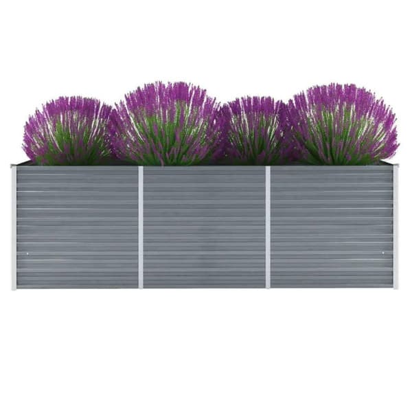 vidaXL forhøjet plantekasse 240x80x77 cm galvaniseret stål grå