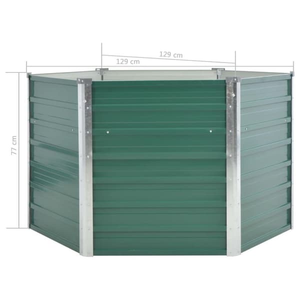 vidaXL Høybed galvanisert stål 129x129x77 cm grønn