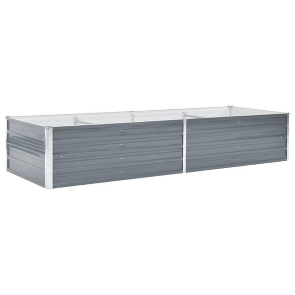vidaXL Odlingslåda upphöjd galvaniserat stål 240x80x45 cm grå