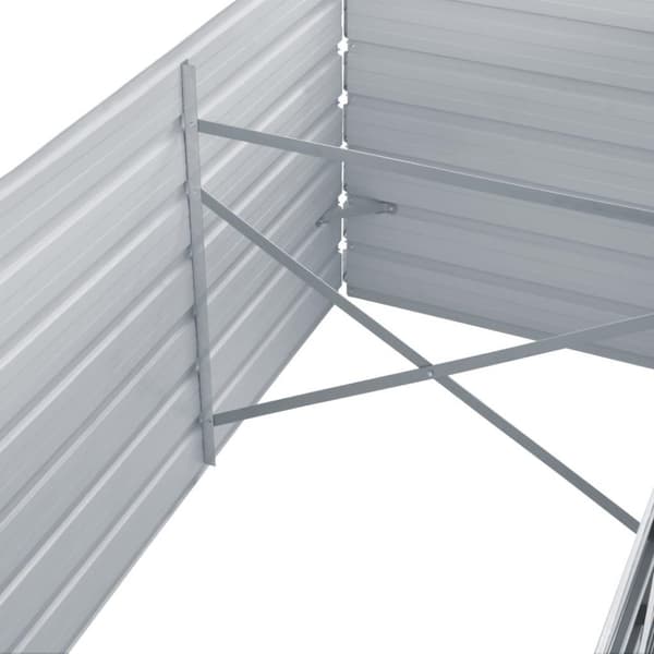 vidaXL Odlingslåda upphöjd galvaniserat stål 240x80x45 cm grå