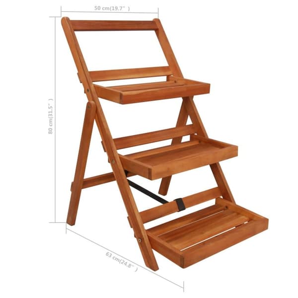 vidaXL Blomsterstativ 3 etasjer 50x63x80 cm heltre akasie