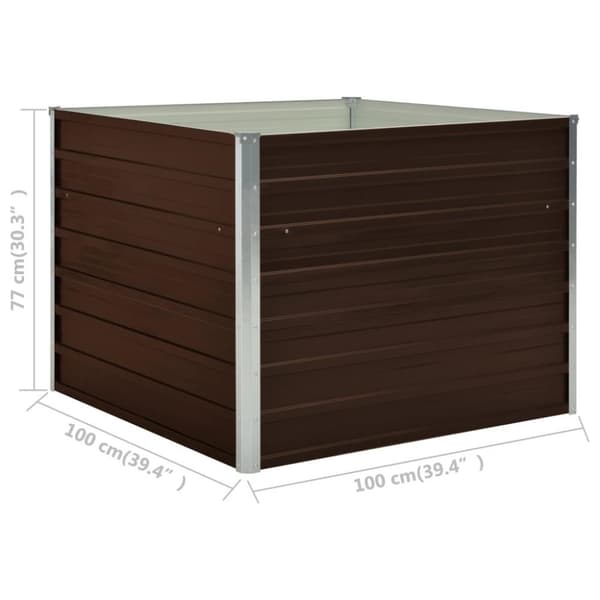 vidaXL Forhøyet hagebed brun 100x100x77 cm galvanisert stål