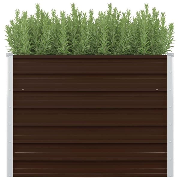 vidaXL hævet plantekasse 100 x 100 x 77 cm galvaniseret stål brun